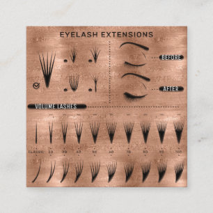 Tarjeta De Visita Cuadrada Rosa de tienda de estudio de extensión de Eyelash