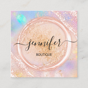 Tarjeta De Visita Cuadrada Rosa del logotipo de Beauty Shop Profesional