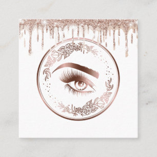 Tarjeta De Visita Cuadrada Rosa floral de lujo dorado azotes Círculo Ojos