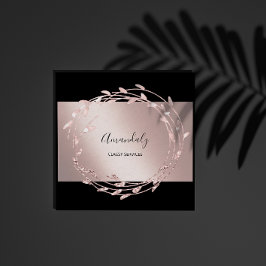 Tarjeta De Visita Cuadrada Rosa Floral Wreath Elegant Event Planner
