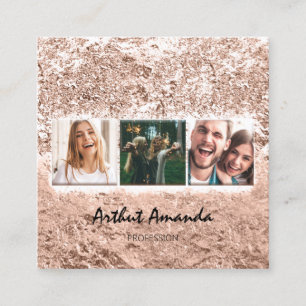 Tarjeta De Visita Cuadrada Rosa fotográfico Ombre Event Planner Personalizado