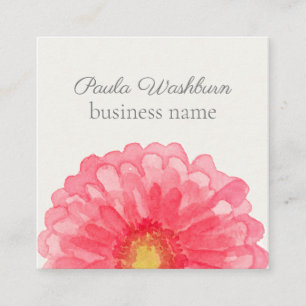 Tarjeta De Visita Cuadrada Rosa Gerbera Daisy Flower Eggshell White