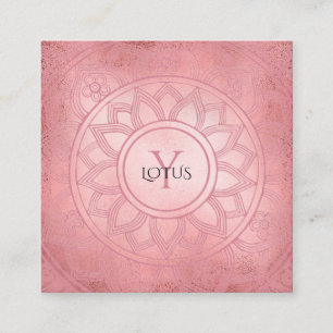 Tarjeta De Visita Cuadrada Rosa Gold Elegant Centro de Yoga Lotus Mandala