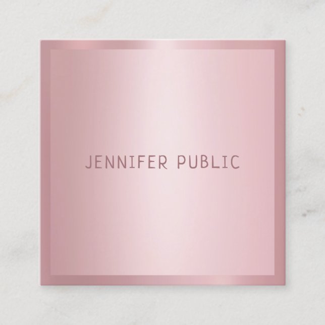 Tarjeta De Visita Cuadrada Rosa Gold Modern Professional Template Elegant (Anverso)