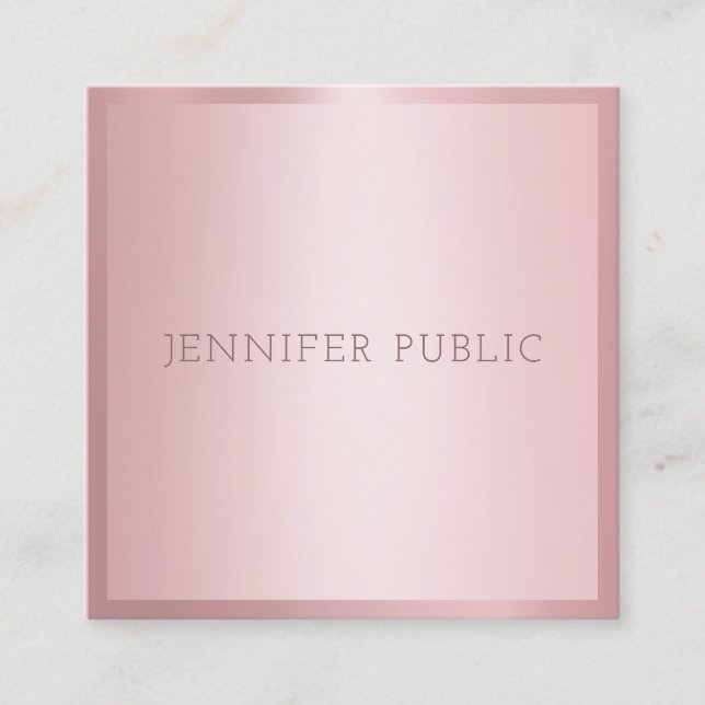 Tarjeta De Visita Cuadrada Rosa Gold Moderno Plantilla Elegante Profesional (Anverso)