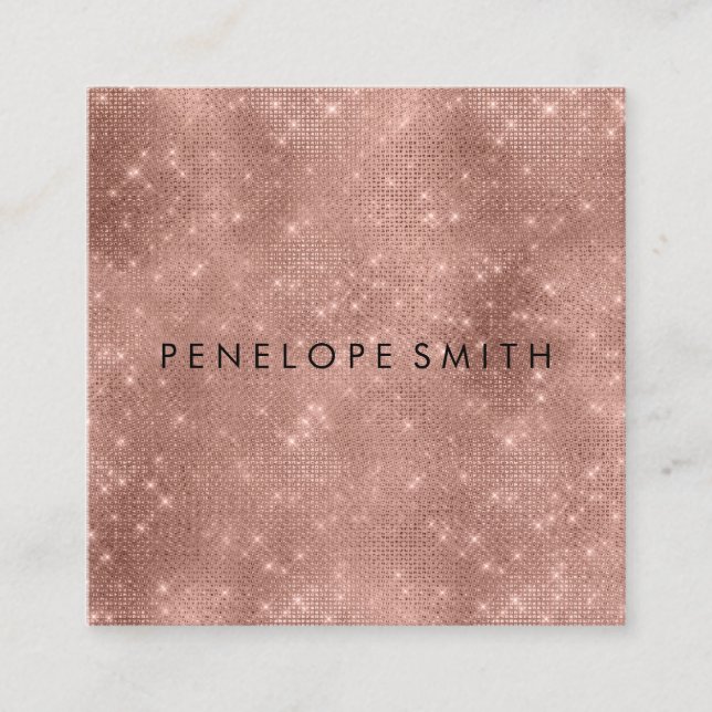 Tarjeta De Visita Cuadrada Rosa Gold Sparkle Beaulist (Anverso)