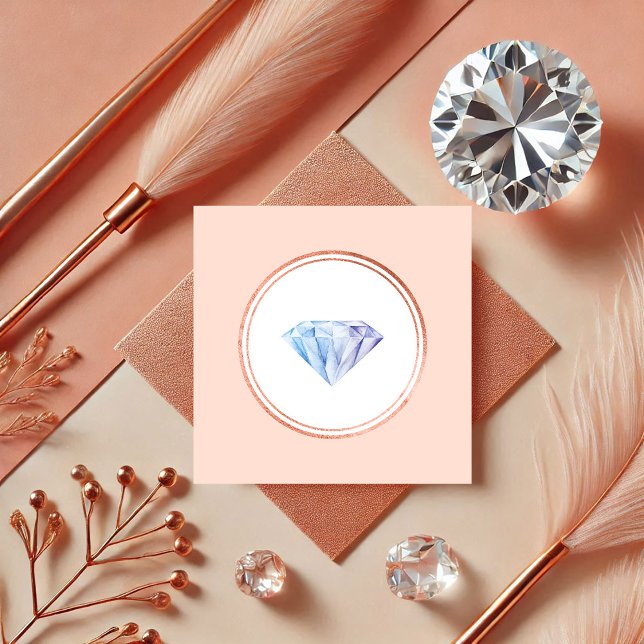 Tarjeta De Visita Cuadrada Rosa Gold y Rubor Diamond Wedner (Rose Gold and Pink Diamond Wedding Planner Square Business Card)