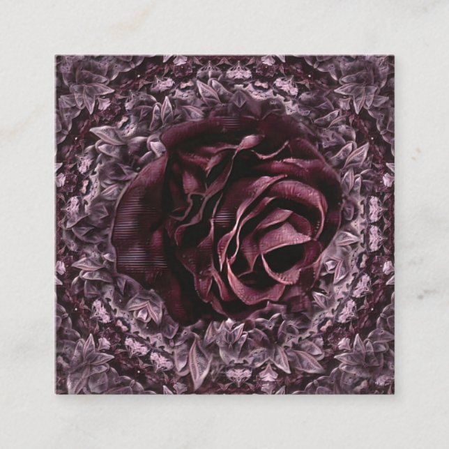 Tarjeta De Visita Cuadrada Rosa Mandala (Anverso)