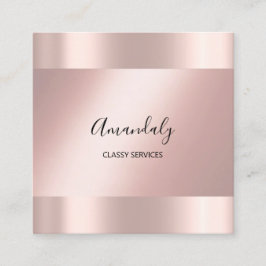 Tarjeta De Visita Cuadrada Rosa Minimalismo Elegante Artista de maquillaje de