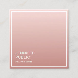 Tarjeta De Visita Cuadrada Rosa Modelo elegante de diseño sencillo y moderno