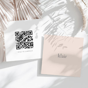 Tarjeta De Visita Cuadrada Rosa Nombre ultra mínimo y código QR