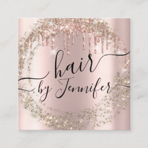 Tarjeta De Visita Cuadrada Rosa Oro Dris 6 Punches Hair Lash Wax Makeup