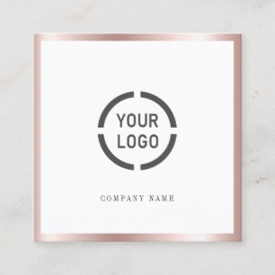 Tarjeta De Visita Cuadrada Rosa personalizado de fronteras de oro logotipo pr