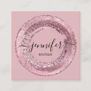 Tarjeta De Visita Cuadrada Rosa profesional de Tienda de Belleza Boutique Rub