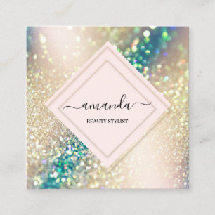 Tarjeta De Visita Cuadrada Rosa profesional Holograma Belleza Rosa