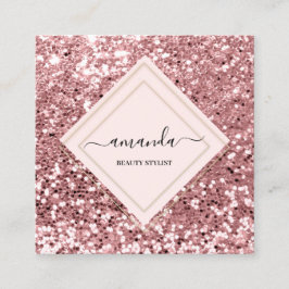 Tarjeta De Visita Cuadrada Rosa profesional Purpurina del spa de belleza Fram