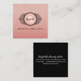 Tarjeta De Visita Cuadrada Rosa Purpurina de Oro maquillaje Artista Salón de 