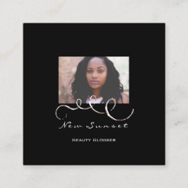 Tarjeta De Visita Cuadrada Rosa simple del bloguero blanco, planificador de e