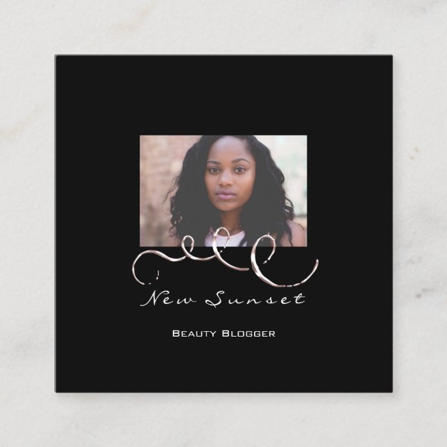 Tarjeta De Visita Cuadrada Rosa simple del bloguero blanco, planificador de e (Anverso)