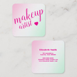 Tarjeta De Visita Cuadrada rosa suave moderno, artista de maquillaje