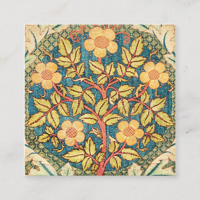 Tarjeta De Visita Cuadrada Rosa Wreath De William Morris (Anverso)