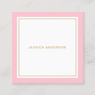 Tarjeta De Visita Cuadrada Rosa Y Oro Elegante Feminina