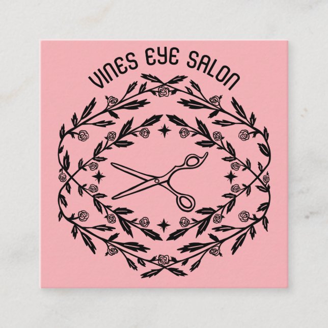 Tarjeta De Visita Cuadrada Rosas de tijeras de pelo vivan Boho mágico QR soci (Anverso)