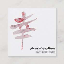 Tarjeta De Visita Cuadrada *~* Rosas florales HAPPINESS Kanji Japan QR