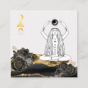 Tarjeta De Visita Cuadrada *~* Rosas Meditación Luna Luna Luna Luna Boho Dio