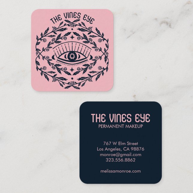 Tarjeta De Visita Cuadrada Rosas oculares místicos vivan boho mágico (Anverso / Reverso)