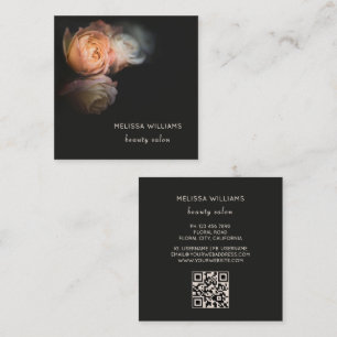 Tarjeta De Visita Cuadrada Rosas Romántico Oscuro