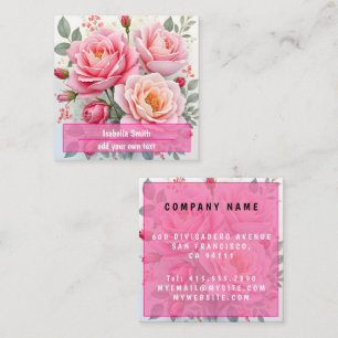 Tarjeta De Visita Cuadrada Rosas rosadas Colección popular de lujo hermosa