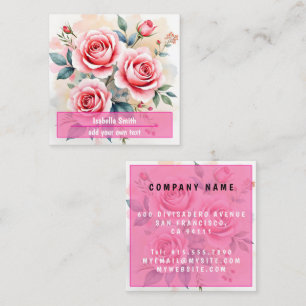 Tarjeta De Visita Cuadrada Rosas Rosadas Hermosa Colección de Lujo Moderna