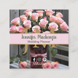 Tarjeta De Visita Cuadrada Rosas Vintage Bonito de oro rosa