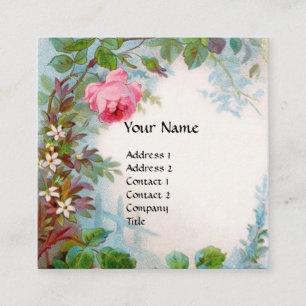 Tarjeta De Visita Cuadrada ROSAS y JASMINES MONOGRAM naranja blanco