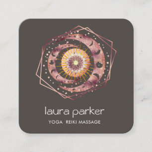 Tarjeta De Visita Cuadrada Rosegold Crescent Moon Mystic Lotus Eye Celestial