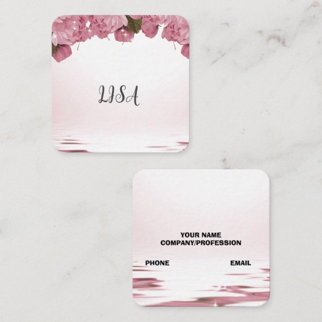 TARJETA DE VISITA CUADRADA ROSES DE PINK (Anverso / Reverso)
