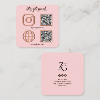 Tarjeta De Visita Cuadrada Rótulo de medios sociales con código QR