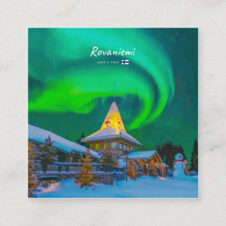 Tarjeta De Visita Cuadrada Rovaniemi, Finlandia - Aurora Mágica