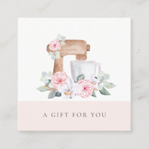 Tarjeta De Visita Cuadrada Rubor Cake Mixer Catering Floral Gift Certificate