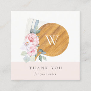 Tarjeta De Visita Cuadrada Rubor Floral Chopping Board Napkin Gracias