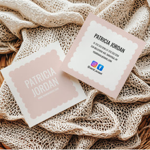 Tarjeta De Visita Cuadrada Rubor Rosa Wave moderna Icono simple de medios soc