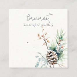 Tarjeta De Visita Cuadrada Rubor Snow Winries Berries Earring Stud Holder