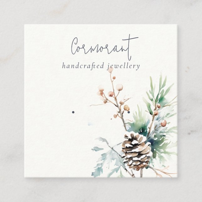 Tarjeta De Visita Cuadrada Rubor Snow Winries Berries Earring Stud Holder (Anverso)