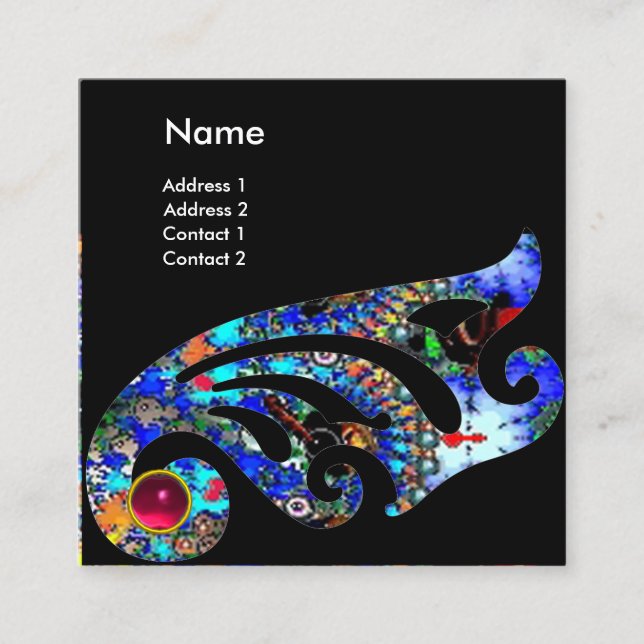 Tarjeta De Visita Cuadrada RUBY EFEMERAL / Salón De Belleza, Spa, Artista De  (Anverso)