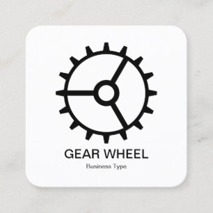 Tarjeta De Visita Cuadrada Rueda de engranaje 01 - Negro sobre blanco