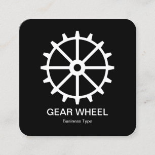 Tarjeta De Visita Cuadrada Rueda de engranaje 02 - Negro sobre blanco