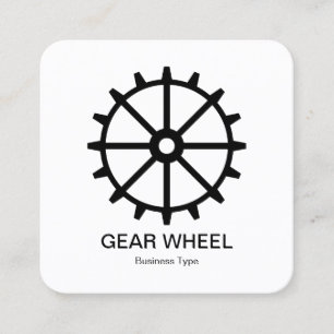 Tarjeta De Visita Cuadrada Rueda de engranaje 02 - Negro sobre blanco