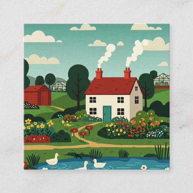 Tarjeta De Visita Cuadrada Rural town (Anverso)