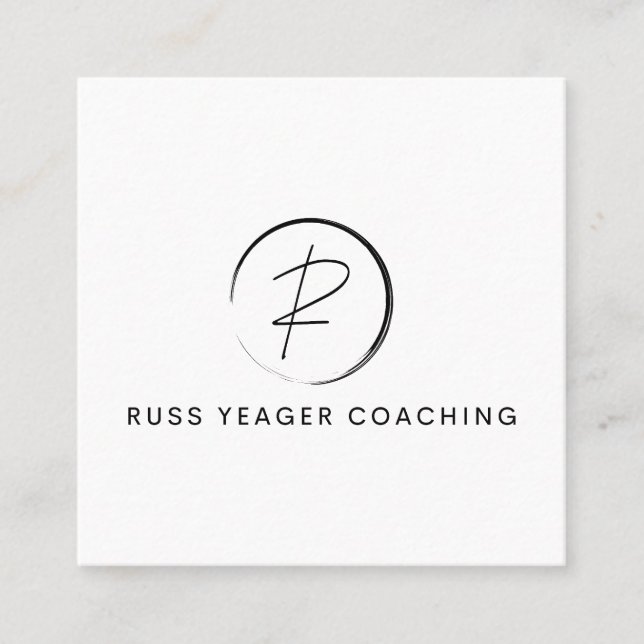 Tarjeta De Visita Cuadrada Russ Yeager Coaching Signature Logo (Anverso)